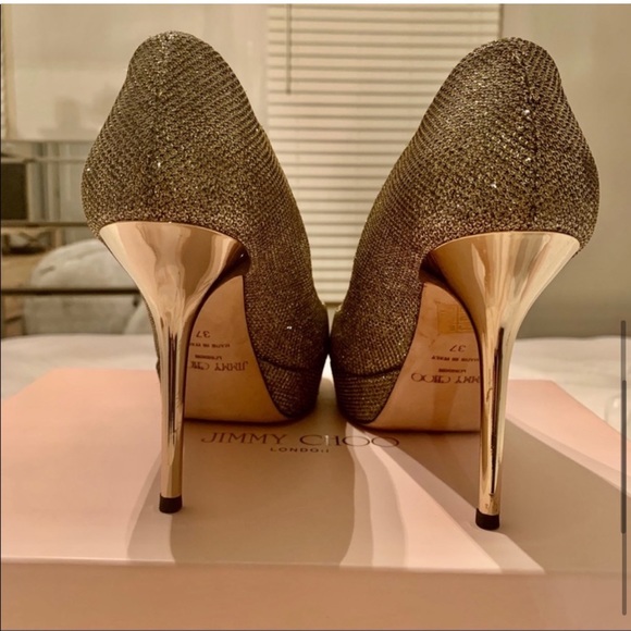 Jimmy Choo Tiara Crown Peep Toe Platform Pump 37 - Picture 6 of 8